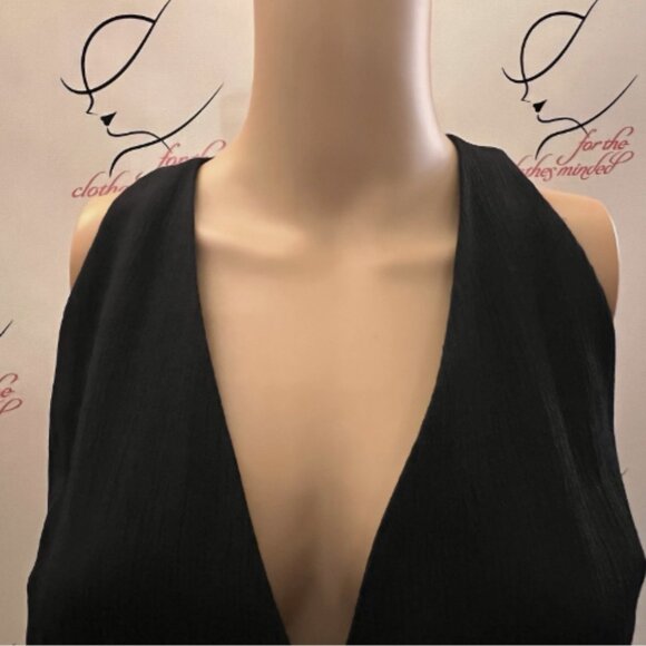 NWT NOS Dani Max Vest. Sz 4P. Acetate Rayon Fitted. Black Double Breasted. D - Picture 3 of 7